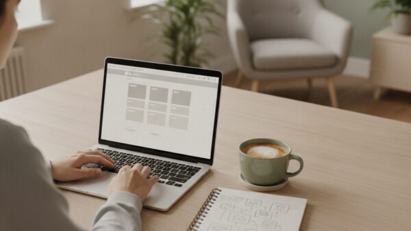 Osoba przegląda oferty pracy na laptopie podczas poszukiwania zatrudnienia