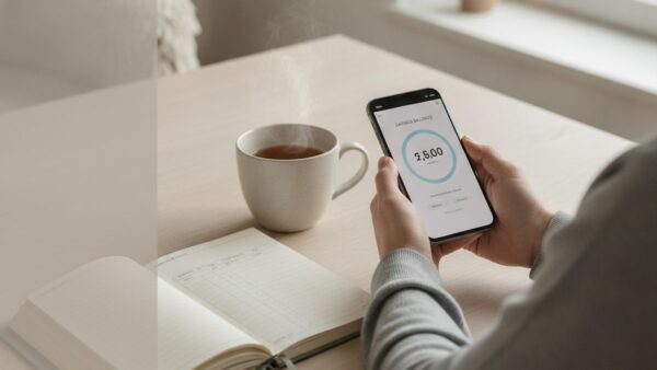 Osoba sprawdza saldo konta oszczędnościowego w aplikacji bankowej na telefonie